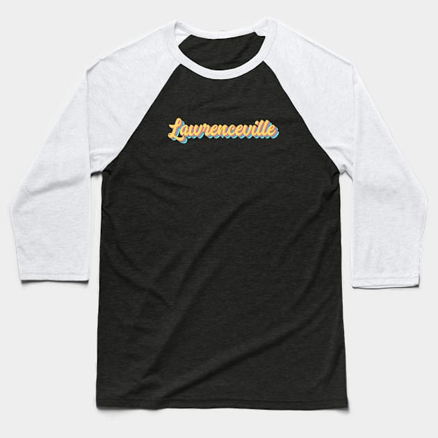 Lawrenceville Retro Yellow Script Baseball T-Shirt by modeoftravel